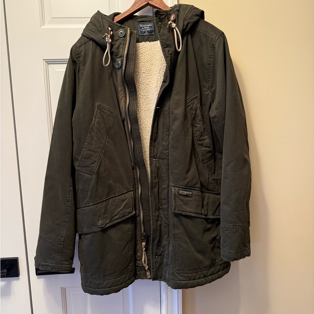 Abercrombie & Fitch Olive Hooded Military Jacket